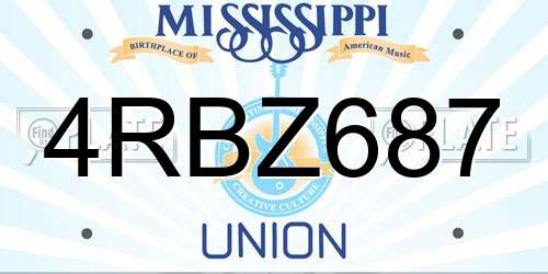 4RBZ687 Mississippi License Plate