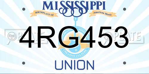 4RG453 Mississippi License Plate