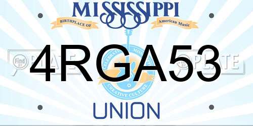 4RGA53 Mississippi License Plate
