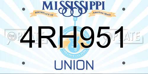 4RH951 Mississippi License Plate