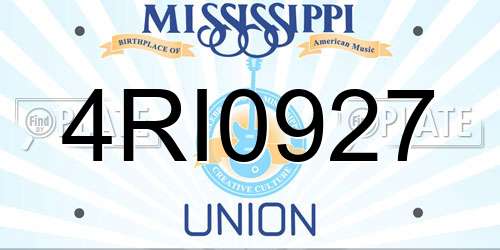 4RI0927 Mississippi License Plate