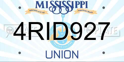 4RID927 Mississippi License Plate