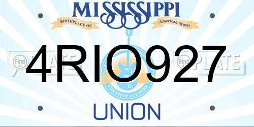 4RIO927 Mississippi License Plate