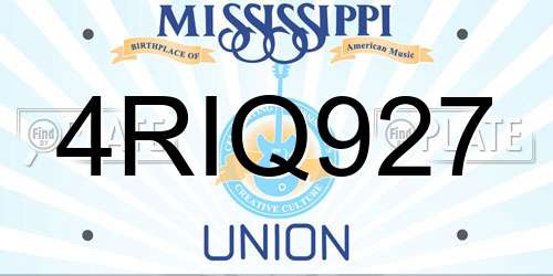 4RIQ927 Mississippi License Plate