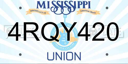 4RQY420 Mississippi License Plate