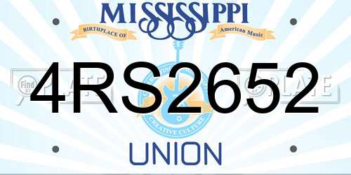 4RS2652 Mississippi License Plate