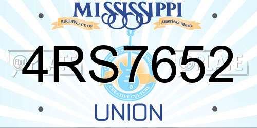 4RS7652 Mississippi License Plate