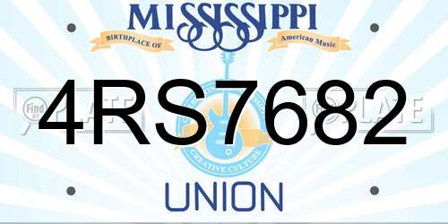 4RS7682 Mississippi License Plate
