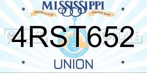 4RST652 Mississippi License Plate