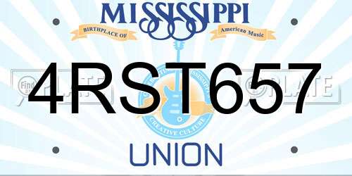 4RST657 Mississippi License Plate