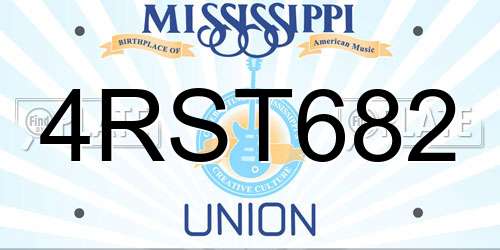 4RST682 Mississippi License Plate
