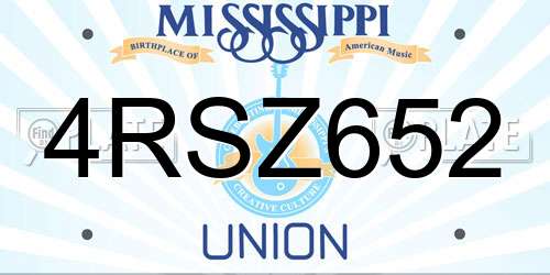 4RSZ652 Mississippi License Plate