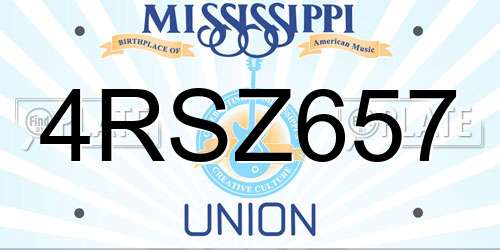 4RSZ657 Mississippi License Plate