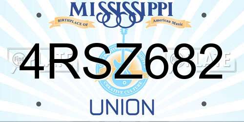 4RSZ682 Mississippi License Plate