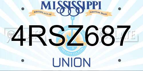 4RSZ687 Mississippi License Plate