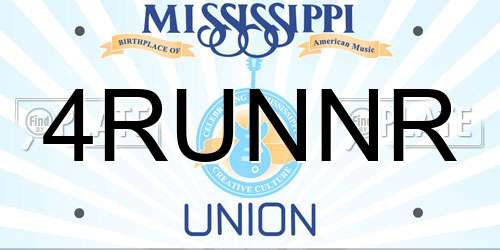 4RUNNR Mississippi License Plate