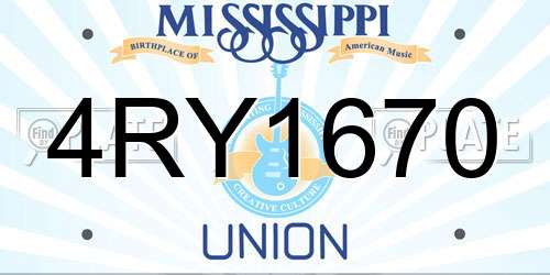 4RY1670 Mississippi License Plate