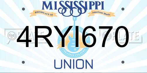 4RYI670 Mississippi License Plate