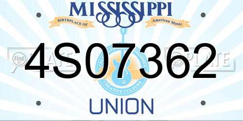 4S07362 Mississippi License Plate