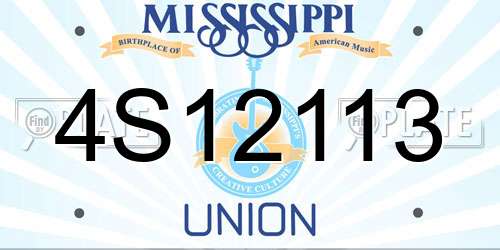 4S12113 Mississippi License Plate