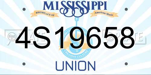 4S19658 Mississippi License Plate