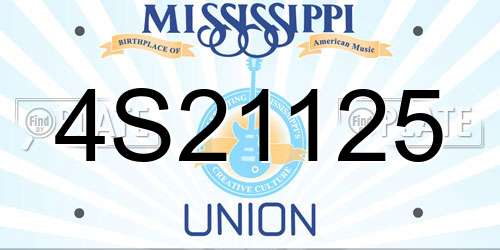 4S21125 Mississippi License Plate
