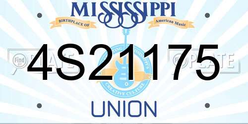 4S21175 Mississippi License Plate