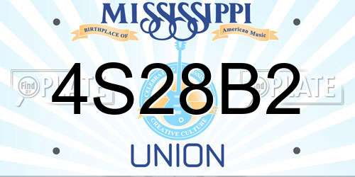 4S28B2 Mississippi License Plate