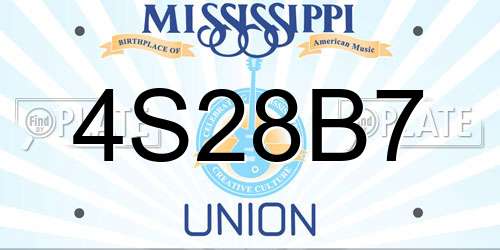 4S28B7 Mississippi License Plate