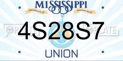 4S28S7 Mississippi License Plate
