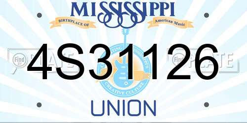 4S31126 Mississippi License Plate