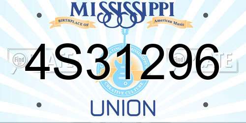 4S31296 Mississippi License Plate