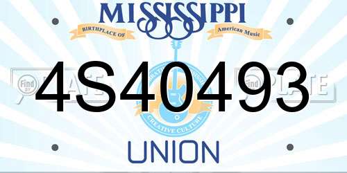 4S40493 Mississippi License Plate