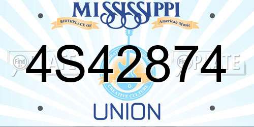 4S42874 Mississippi License Plate