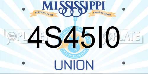 4S45I0 Mississippi License Plate