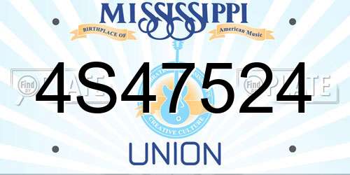 4S47524 Mississippi License Plate