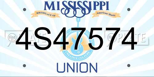 4S47574 Mississippi License Plate