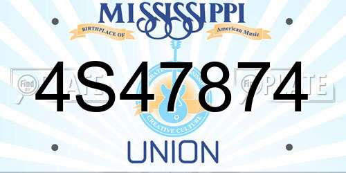 4S47874 Mississippi License Plate