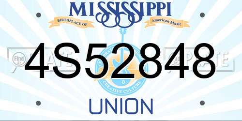 4S52848 Mississippi License Plate