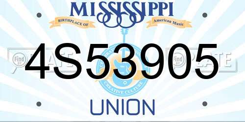 4S53905 Mississippi License Plate