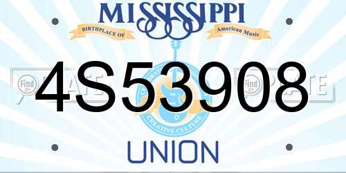 4S53908 Mississippi License Plate