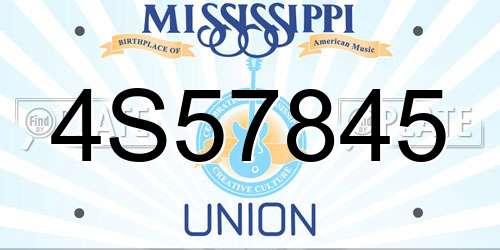 4S57845 Mississippi License Plate