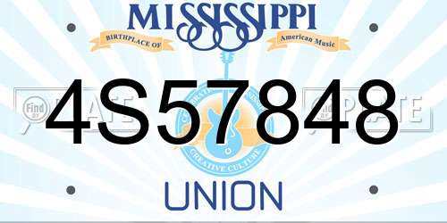 4S57848 Mississippi License Plate