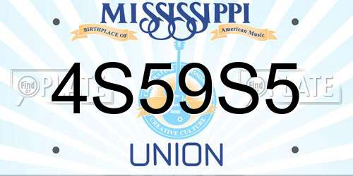 4S59S5 Mississippi License Plate
