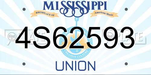 4S62593 Mississippi License Plate