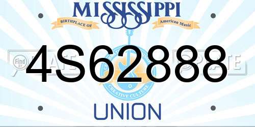 4S62888 Mississippi License Plate