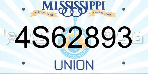 4S62893 Mississippi License Plate
