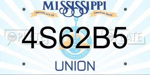 4S62B5 Mississippi License Plate