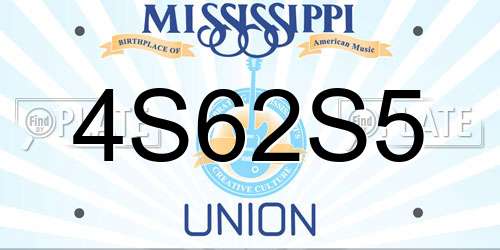 4S62S5 Mississippi License Plate