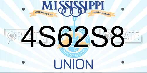 4S62S8 Mississippi License Plate